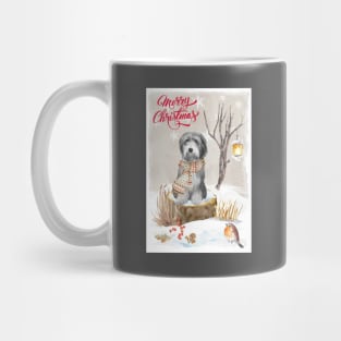 Bearded Collie Merry Christmas Santa Dog Mug